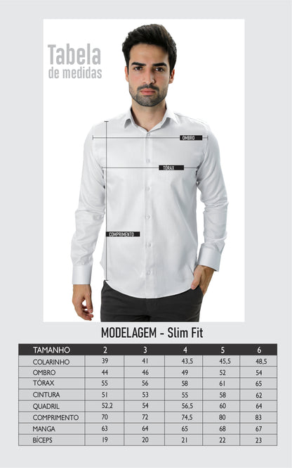CAMISA OXFORD PIMA ALGODÃO FIO 80 MANGA LONGA SLIM FIT